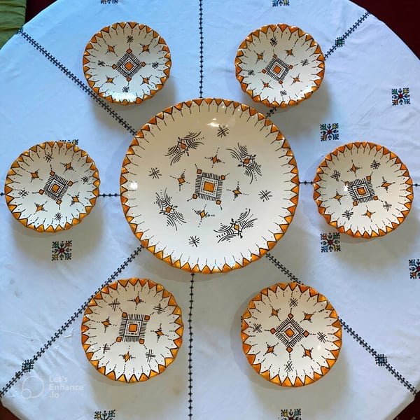 Elagziartisana  Vintage Hand-Painted Ceramic Dinnerware Set